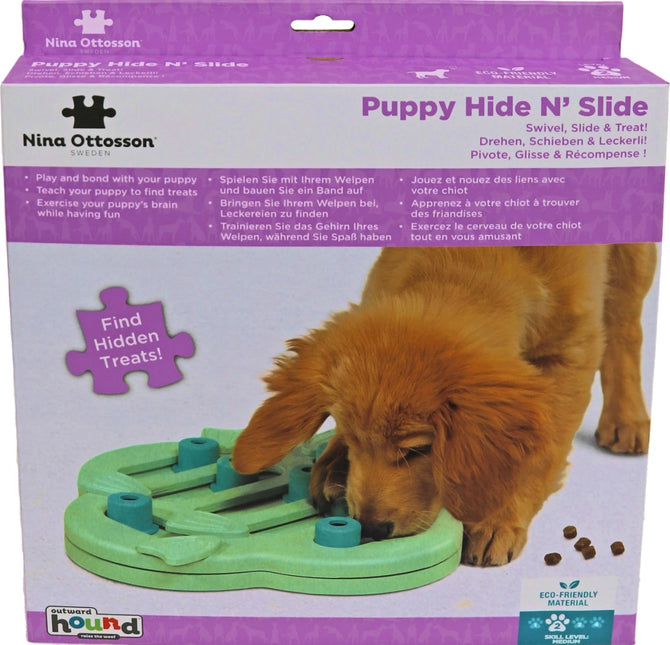 Nina Ottosson Puppyspel Puppy Hide N Slide Groen