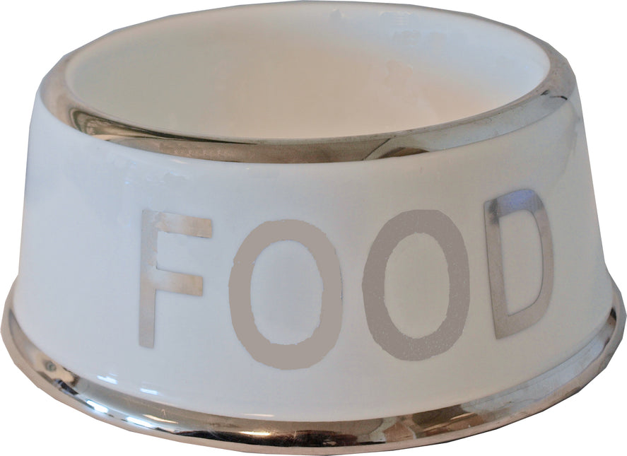 Eetbak Steen Hond Food Wit/Zilver 18cm