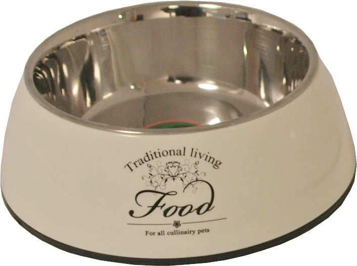 AnimalstoreXL Boon Eetbak Pl. RVS Hond Water Food Beig 18cm