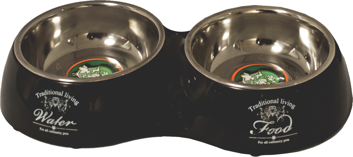 Boon Dubbele Eetbak Hond Water&Food 27cm Zwart