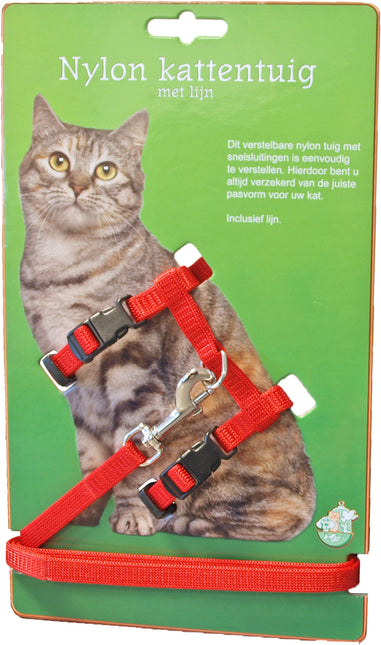 AnimalstoreXL Boon Kattentuig Nylon met Lijn Rood