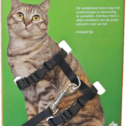 AnimalstoreXL Boon Kattentuig Nylon met Lijn Zwart