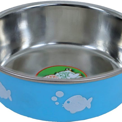 Fressnapf Edelstahl Katze Hellblau mit Fisch 11cm