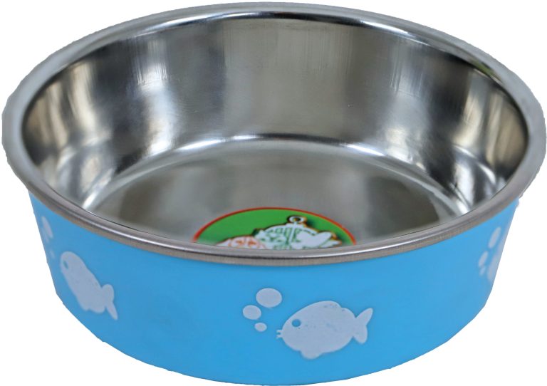 Fressnapf Edelstahl Katze Hellblau mit Fisch 11cm