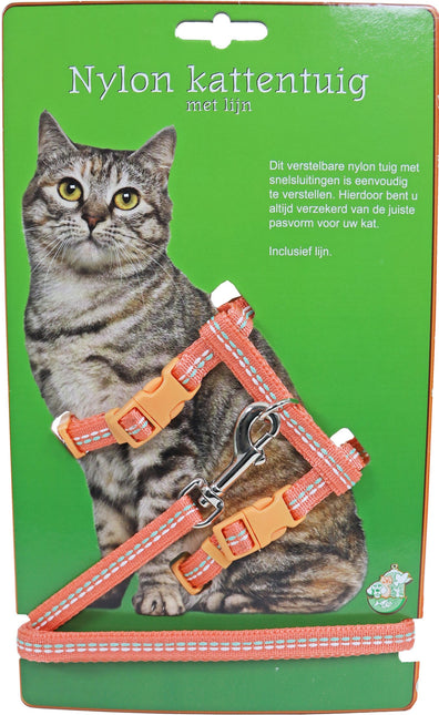 AnimalstoreXL Boon Kattentuig met Lijn Nylon Coral met Stiksel