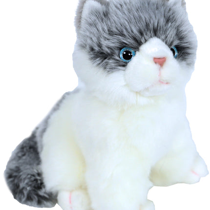 AnimalstoreXL Boony Kitten Pluche Zittend Wit Grijs 20cm