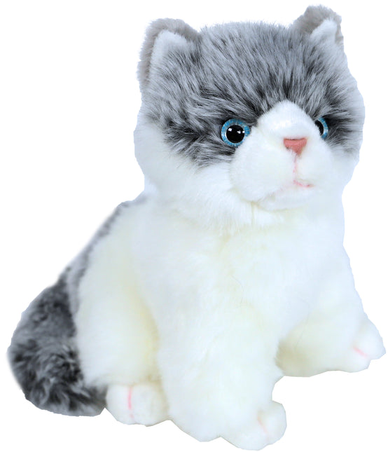 AnimalstoreXL Boony Kitten Pluche Zittend Wit Grijs 20cm