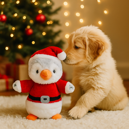 Boon Pinguin Plüsch mit Weihnachtsanzug Schwarz Weiß 32cm