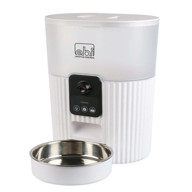 AnimalstoreXL Ebi Kualo - Smart Feeder met Camera - 3,5L 21x15x28cm Wit