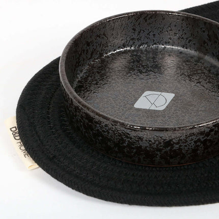 AnimalstoreXL D&D Home Jasper Kat Eet- en Drinkkom 200ml 13,5x13,5x3,5cm Black Dots