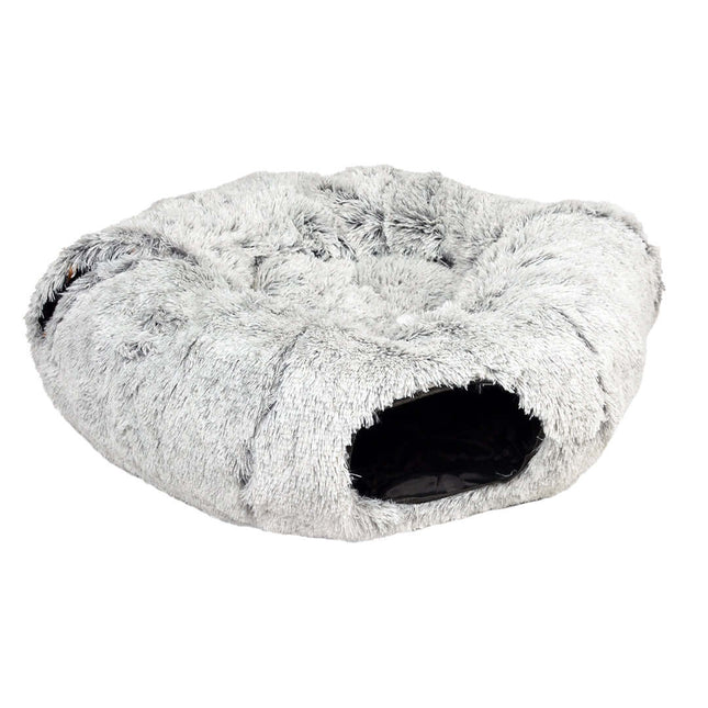 AnimalstoreXL Duvoplus - Snug Kattentunnel en Donutbed - 80x80x25cm Lichtgrijs
