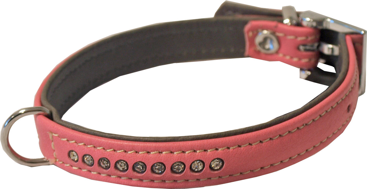 Boon Halsband Nappa+Strass Rosa 14 mm/35 cm