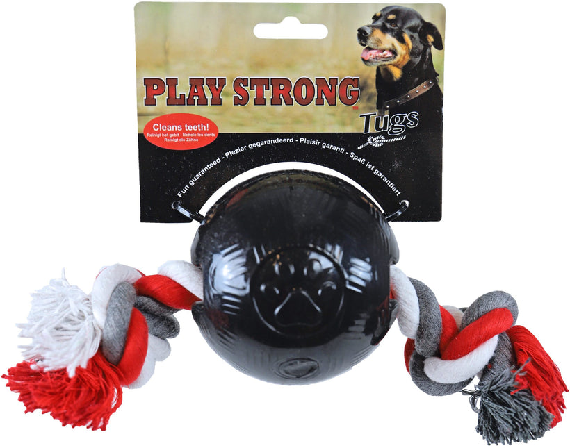 AnimalstoreXL Bal Rubber met Floss Zwart 10cm