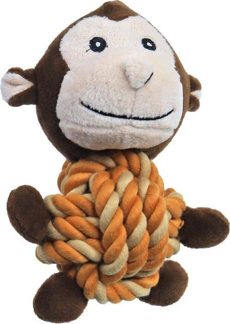 AnimalstoreXL Boon Aap Pluche met Touwbal Buik en Piep 15cm