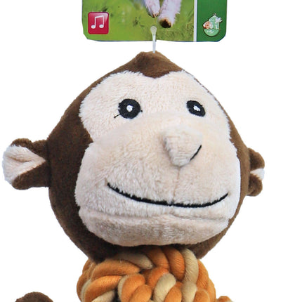AnimalstoreXL Boon Aap Pluche met Touwbal Buik en Piep 15cm