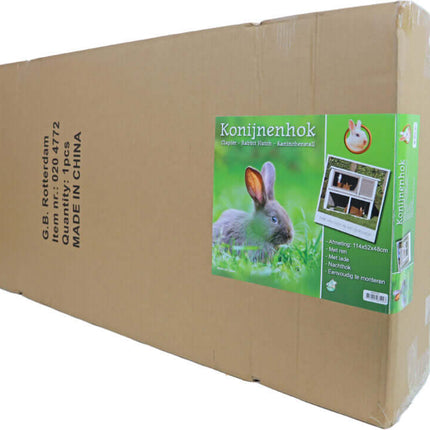 AnimalstoreXL Boon Kon.Hok Bouwp. met Lade met Ren Grijs Wit 114cm