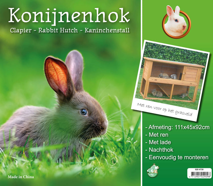 AnimalstoreXL Boon Kon.Hok Bouwp. met Lade met Ren Bruin 111cm