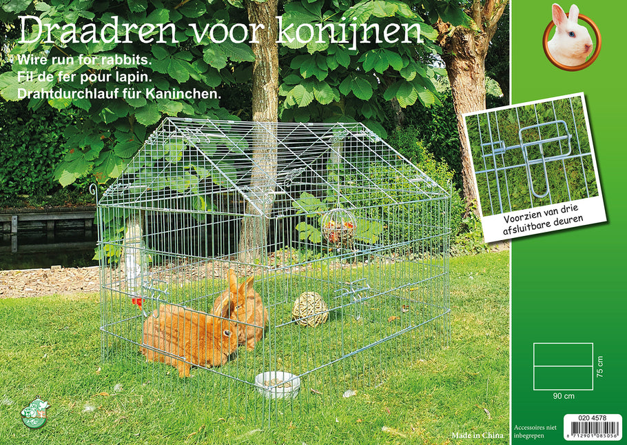 AnimalstoreXL Boon Draadren Puntdak Verzinkt 90x75x75cm