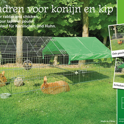 AnimalstoreXL Boon Draadren Puntdak met Zonned.Verz 180x75x75cm