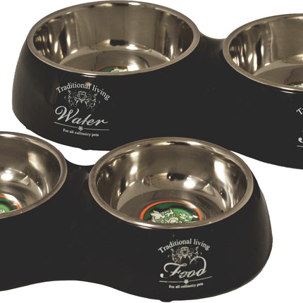 AnimalstoreXL Boon Dubbele Eetbak Hond Water&Food 27cm Zwart