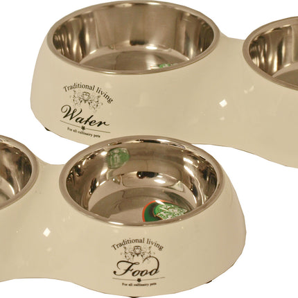 Boon Doppelter Futternapf Hund Wasser & Futter 27cm Schwarz - Beige