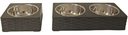 AnimalstoreXL Boon Eetbak Pl. RVS Wicker Zwart 15cm