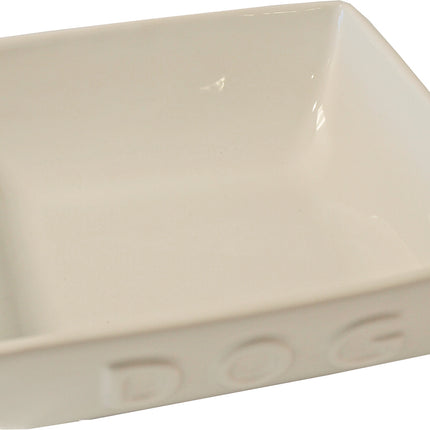 AnimalstoreXL Boon Eetbak Steen Hond Vierkant Dog Wit 22cm