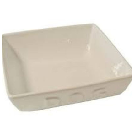 Boon Futternapf Stein Hund Quadrat Dog Weiß 22cm