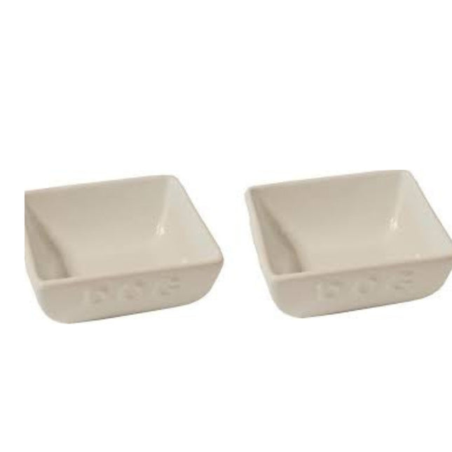 Boon Futternapf Stein Hund Quadrat Dog Weiß 22cm