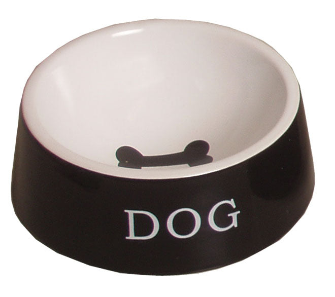 AnimalstoreXL Boon Eetbak Steen Hond Zwart Wit 16cm