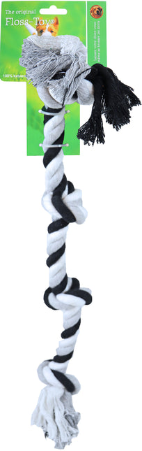AnimalstoreXL Boon Floss Toy Zwart Wit 4 Knoop