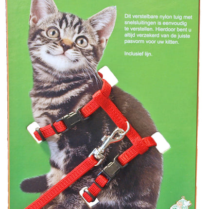 AnimalstoreXL Boon Kittentuig Nylon met Lijn Rood