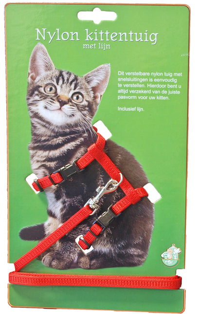 AnimalstoreXL Boon Kittentuig Nylon met Lijn Rood