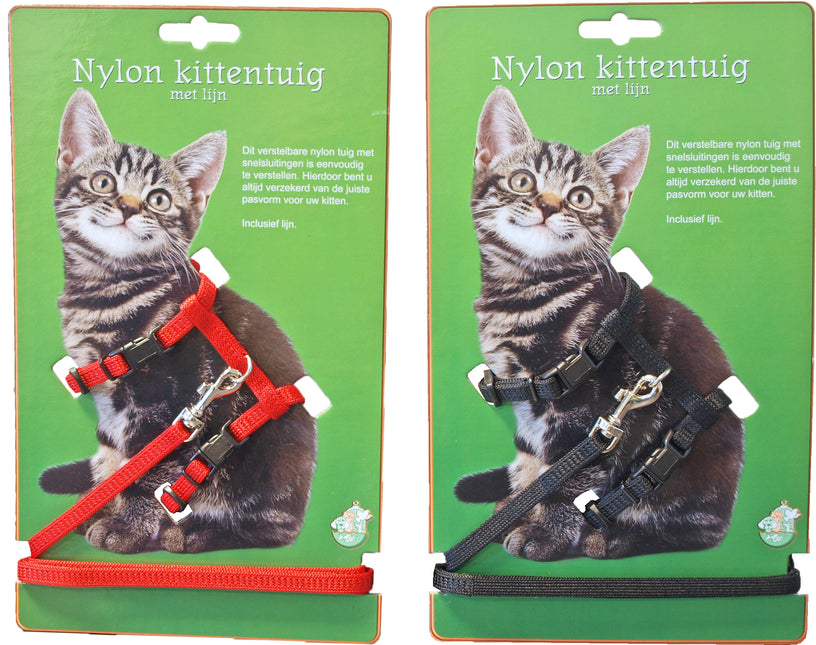 AnimalstoreXL Boon Kittentuig Nylon met Lijn Rood