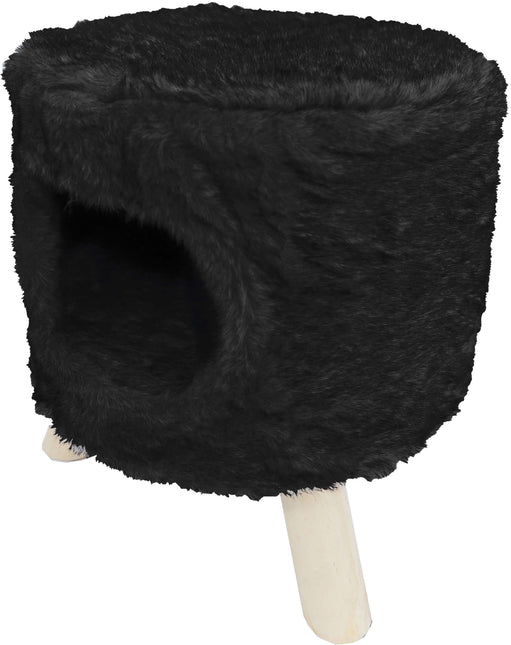 AnimalstoreXL Boon Poef Rond met Gat Pluche Zwart 42x50cm