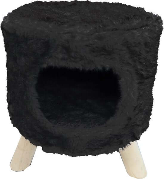 AnimalstoreXL Boon Poef Rond met Gat Pluche Zwart 42x50cm