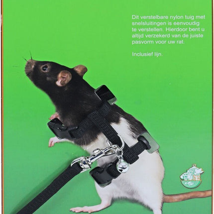 AnimalstoreXL Boon Rattentuig met Lijn Zwart