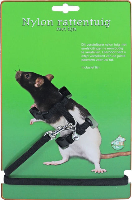 AnimalstoreXL Boon Rattentuig met Lijn Zwart