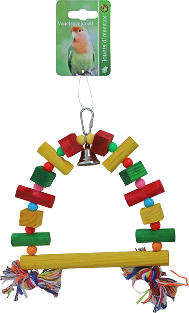 AnimalstoreXL Boon Schommel Hout met Touw met Met. Bel 22cm