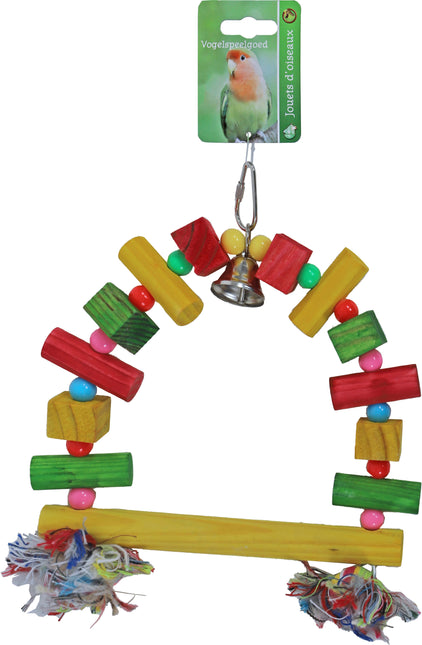 AnimalstoreXL Boon Schommel Hout met Touw met Met. Bel 22cm