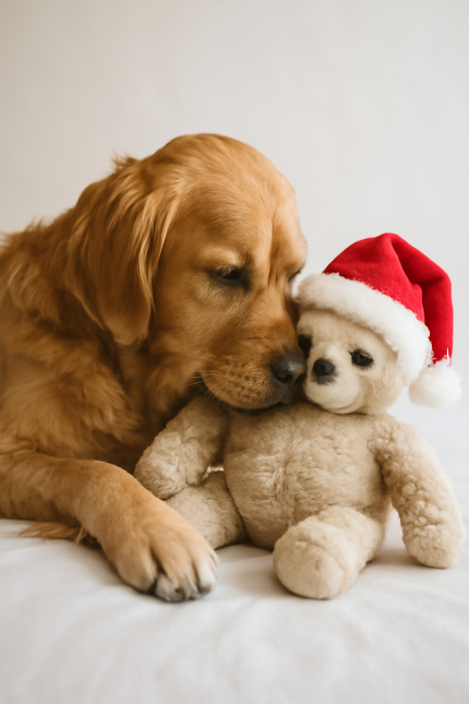 Boon Luiaard Plüsch mit Weihnachtsmütze Beige 40cm