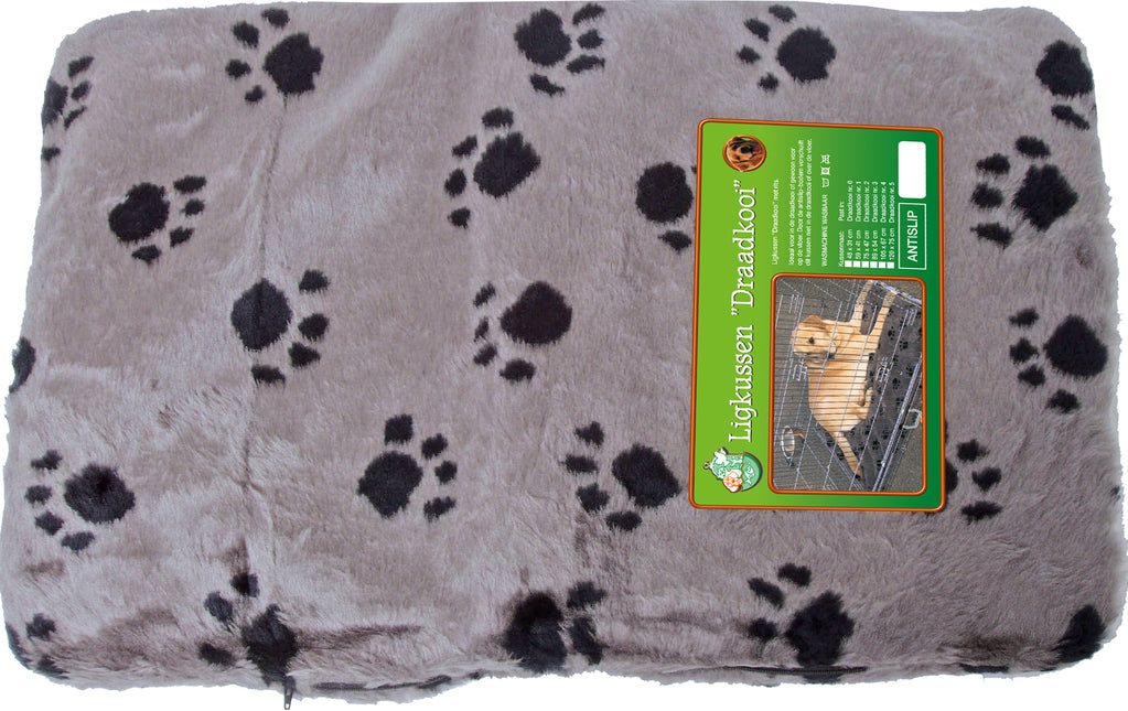 AnimalstoreXL Boon Draadkooikussen Anti Slip Grijs/Pootjes 48X31