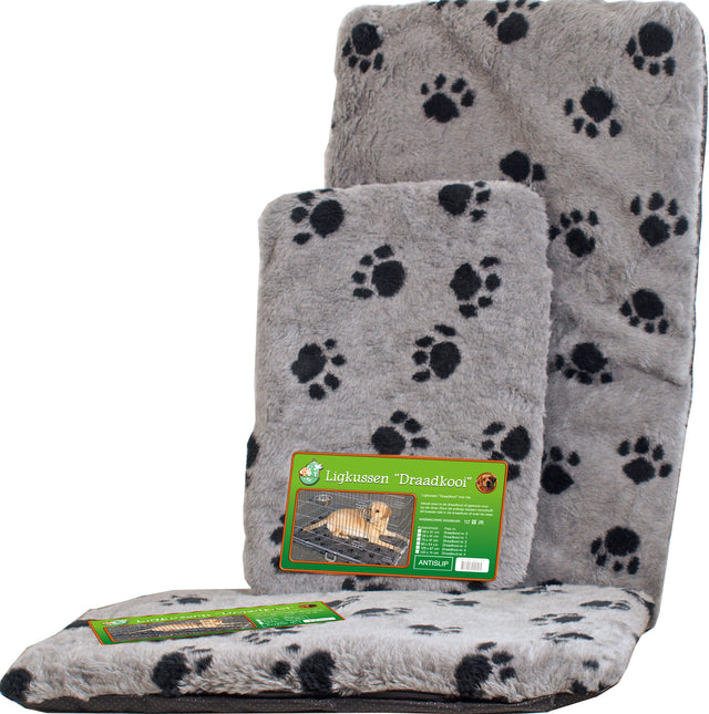 AnimalstoreXL Boon Draadkooikussen Anti Slip Grijs/Pootjes 48X31