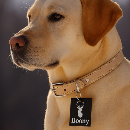 Boony Est1941 Halsband Leder Sand 14mm 35cm