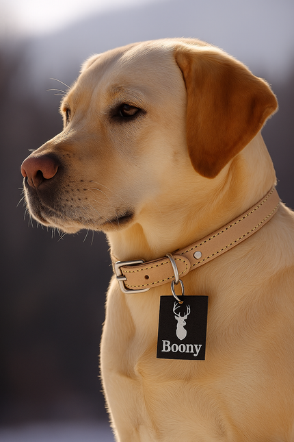 Boony Est1941 Halsband Leder Sand 14mm 35cm