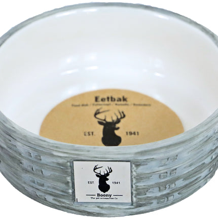 AnimalstoreXL Boony Est 1941 Eetbak Steen Wicker Grey 12cm