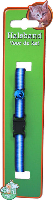 AnimalstoreXL Kattenhalsband Nylon Blauw/Wit Streep