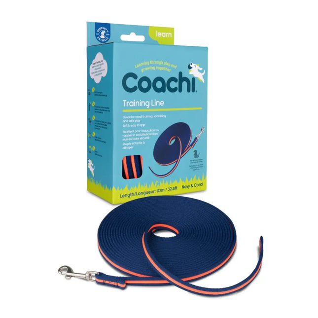 Coachi Trainingsleine 5 Meter Navy und Lime - 10 Meter Navy & Coral