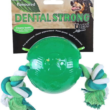 AnimalstoreXL Dental Strong Bal Rubber met Floss Groen 8.5cm