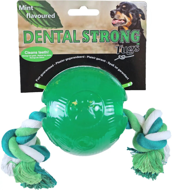 AnimalstoreXL Dental Strong Bal Rubber met Floss Groen 8.5cm